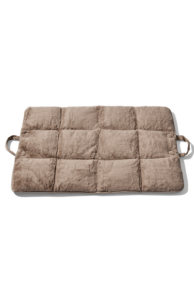 dog travel bed latte open#color_latte