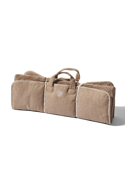 dog travel bed latte closed#color_latte