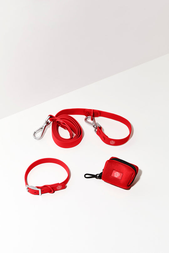 cherry red dog collar walk kit#color_cherry-red