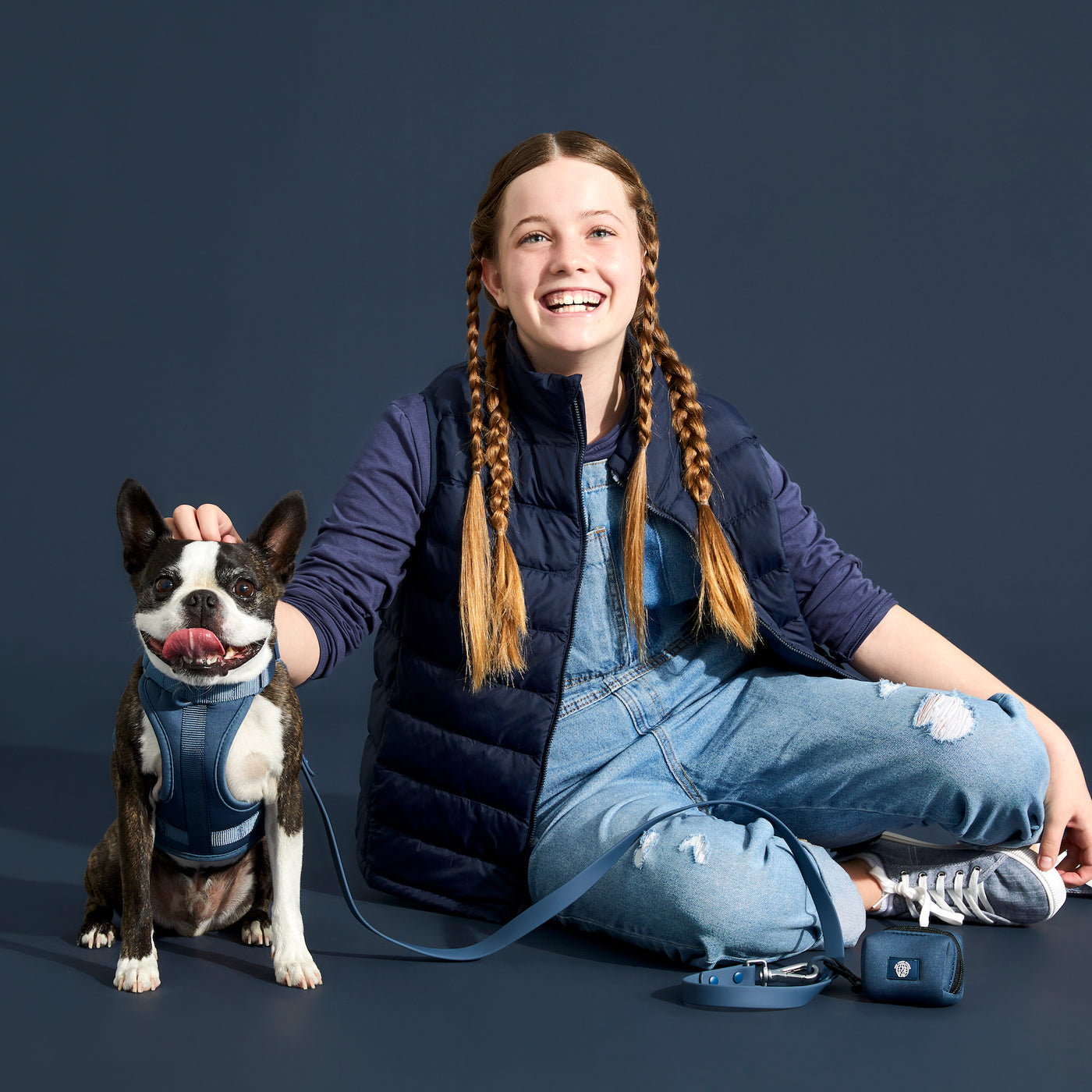 navy dog harness#color_navy
